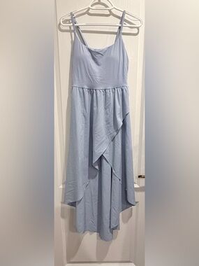 HALARA Light Blue High-Low Ruffled Maxi Skirt